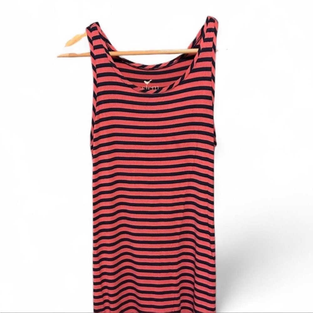Stem Coral and Navy Striped Maxi Dress